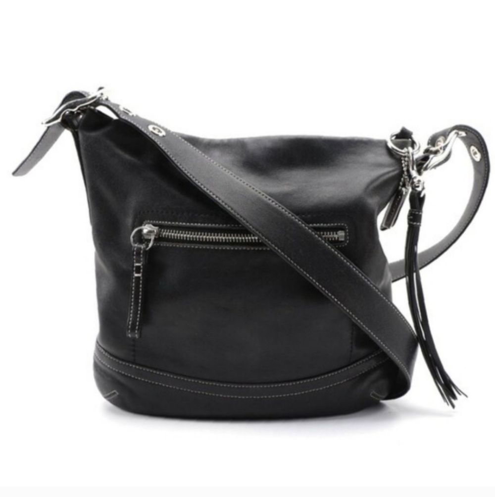 Coach 1415 Soho Slim Y2K Black Leather Hobo Fringe Tasseled Shoulder Bag - Picture 2 of 13
